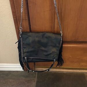 Dark Camo (Black/Brown/Green) Fringe Crossbody Bag